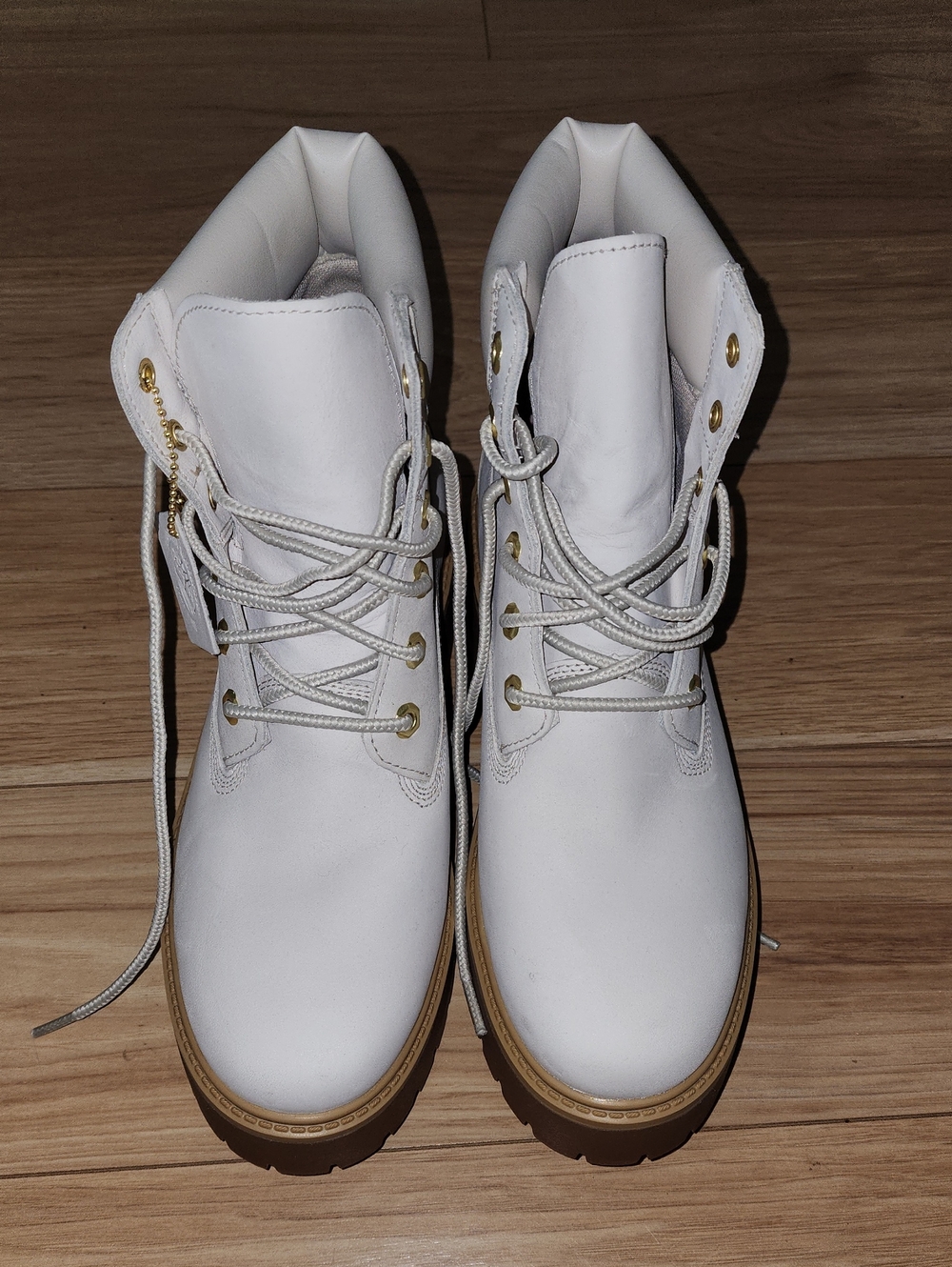 Timberland White Lace-Up Women's Ankle Boots with Tan Sole